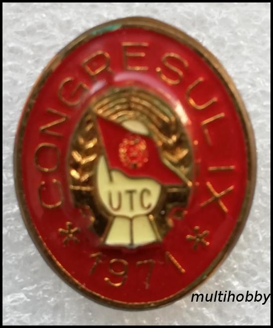 Insigna - Congresul IX UTC - 1971