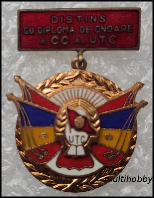 Insigna - Medalie Distins Cu Diploma De Onoare Al CC Al UTC