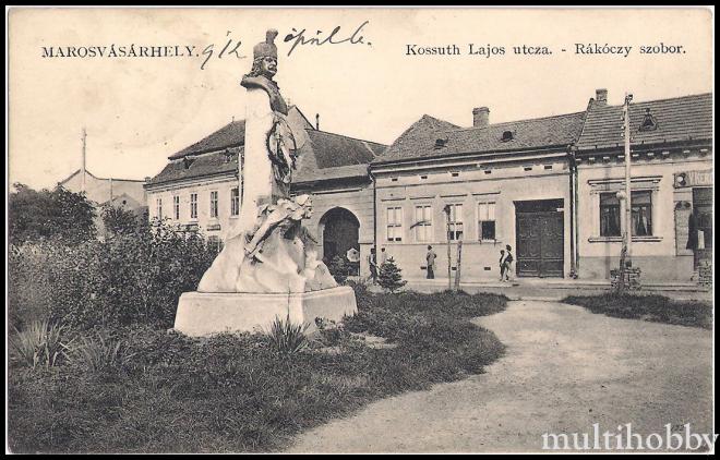 Carte postala Tirgu Mures - Statuia Rakoczy Strada Kossuth Lajos