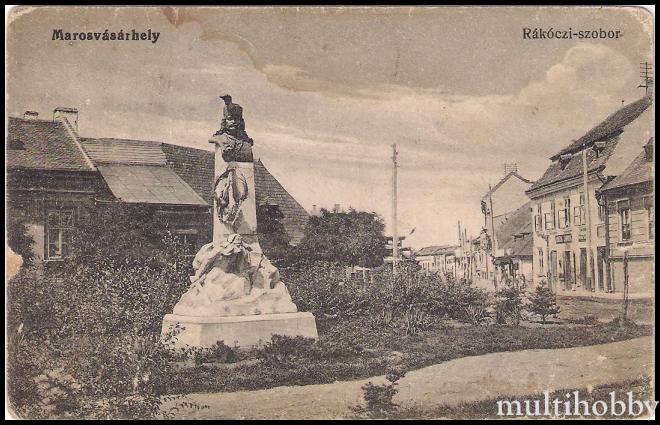 Carte postala Tirgu Mures - Statuia Rakoczy - Strada Kossuth Lajos