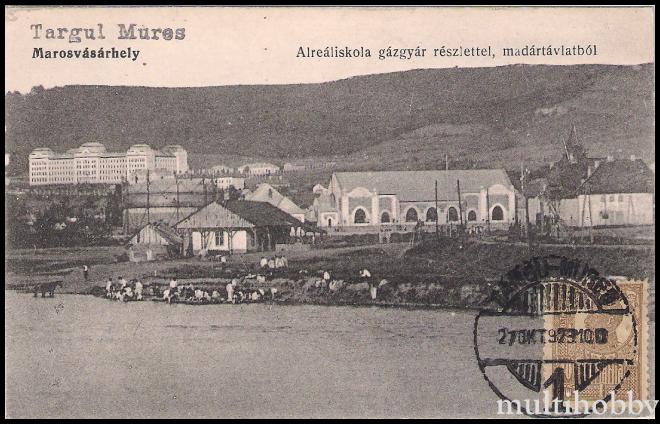 Carte postala Tirgu Mures - Liceul militar si fabrica de gaz