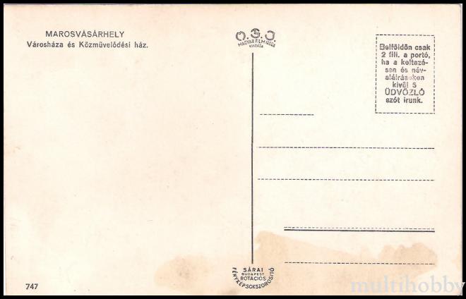 Carte postala Tirgu Mures - Primaria si palatul cultural/img/carti_postale/Tg-Mures1348_b.jpg