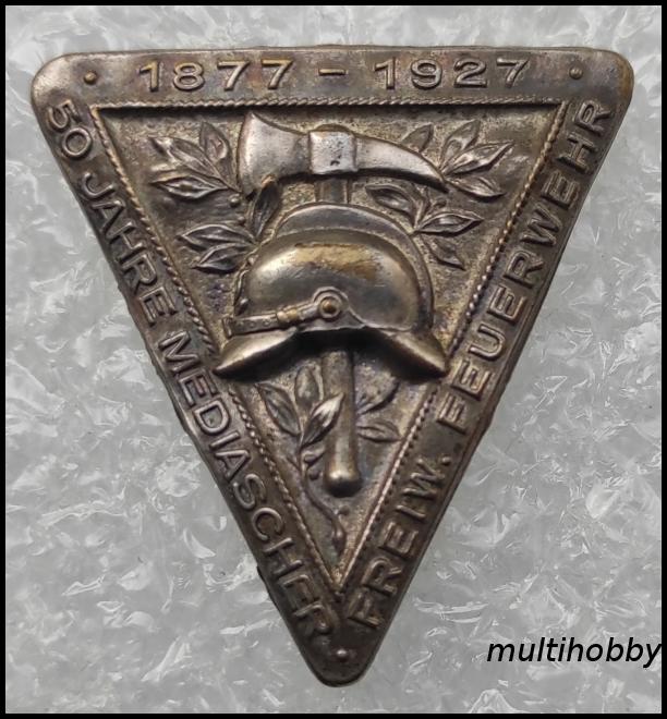 Insigna - 50 ani pompieri voluntari Medias<br/>1877-1927