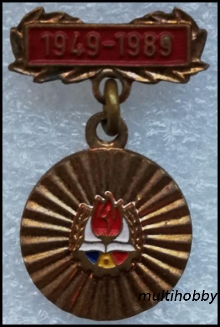 Insigna - *Medalie aniversara <br /> 1949-1989 - 40 de ani de la infiintarea organizatiei pionierilor
