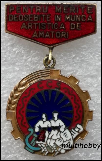 Insigna - Medalie <Br /> Pentru merite deosebite in munca artistica de amatori