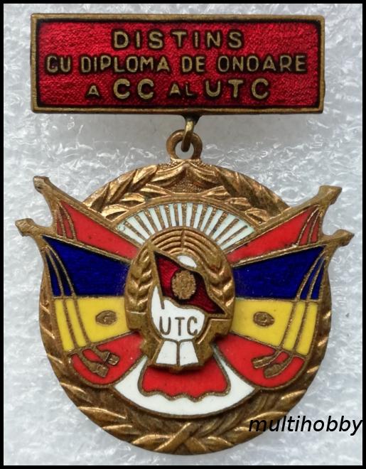 Insigna - *Medalie <br /> Distins cu diploma de onoare al CC al UTC