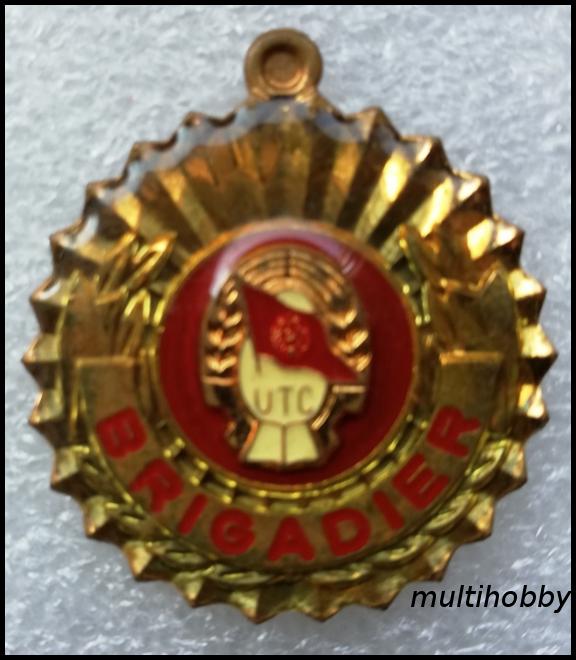 Insigna - *Medalie <br /> UTC 1948-1983  <br /> brigadier <br /> 35 de ani de la constituirea santierelor nationale ale tineretului