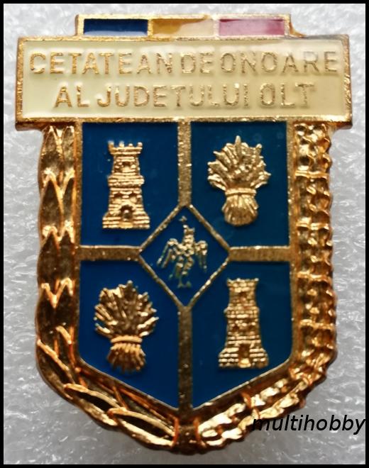 Insigna - Cetatean de onoare al judetului Olt