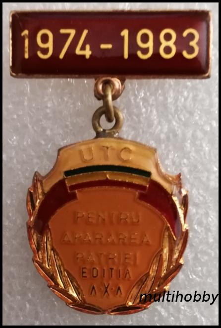 Insigna - *Medalie UTC 1974-1983 <br /> Pentru apararea patriei editia a X-a