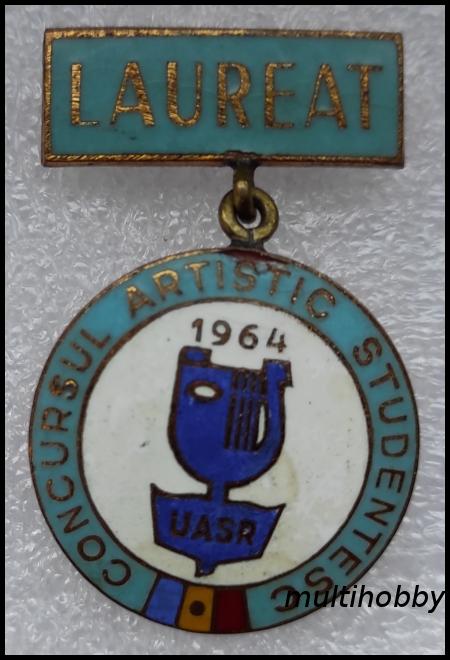 Insigna - Laureat<br/>Concursul artistic studentesc<br/.UASR<br/>1964