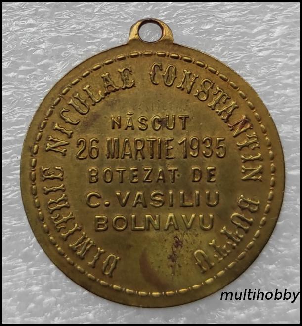 Medalie - 1936<br/>Dimitrie Nicolae Constantin Butiu<br/>Nascut Martie 1936<br/>Botezat de C. Vasiliu Bolnavu