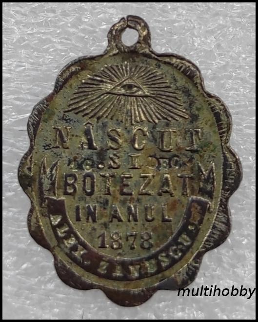 Medalie - 1878<br/>Nascut si botezat in anul 1878 16 dec<br/>Alex Zanescu